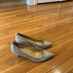 Michael Kors silver sparkle kitten heels